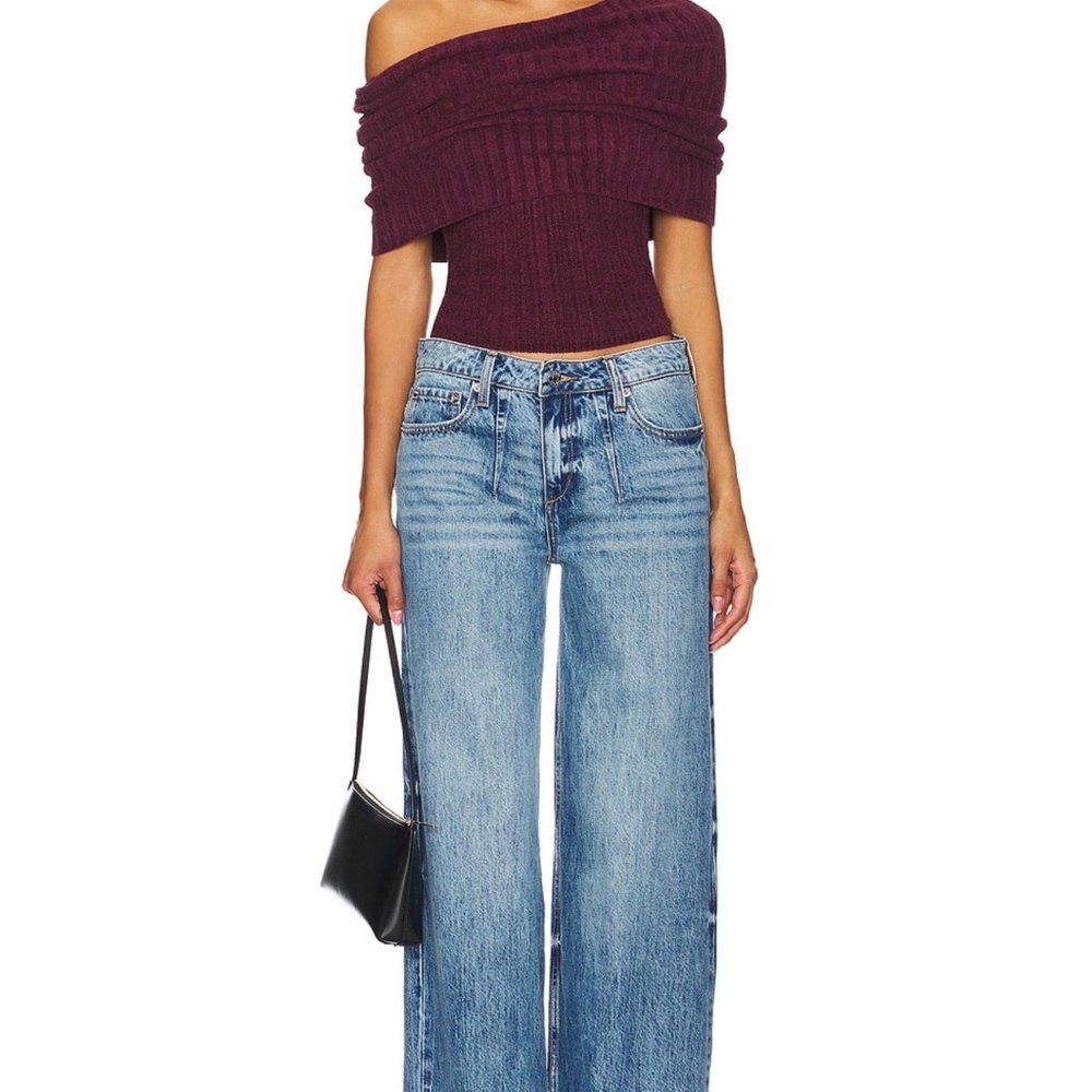 Revolve Lovers + Friends Gerda Off-Shoulder Burgundy Sweater - Picture 2 of 6